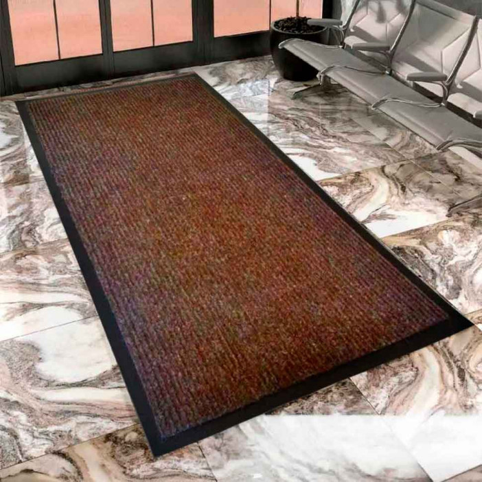 Коврик-дорожка влаговпитывающий ребристый Комфорт 1,2*15м коричневый