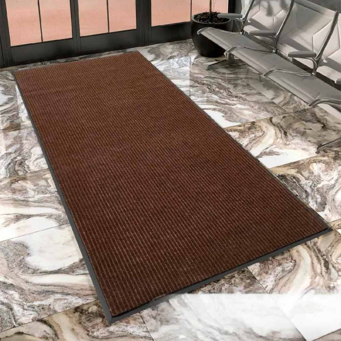 Коврик-дорожка влаговпитывающий ребристый Sunstep 1,2*12м коричневый