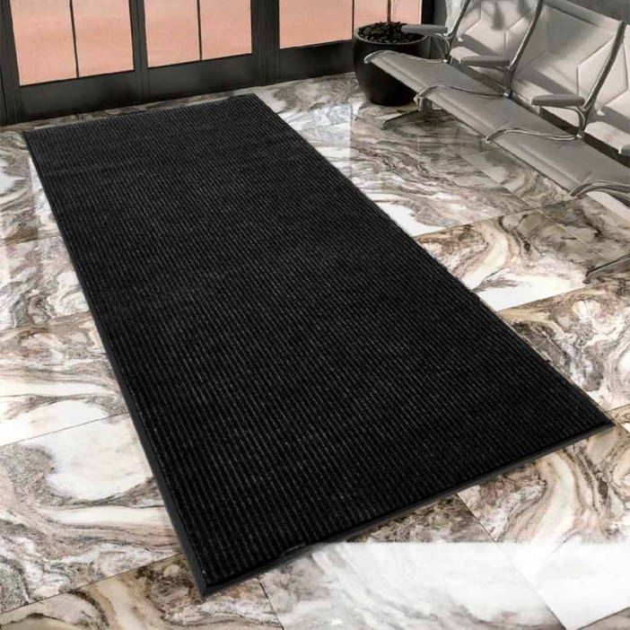 Коврик-дорожка влаговпитывающий ребристый Sunstep 0,9*12м черный