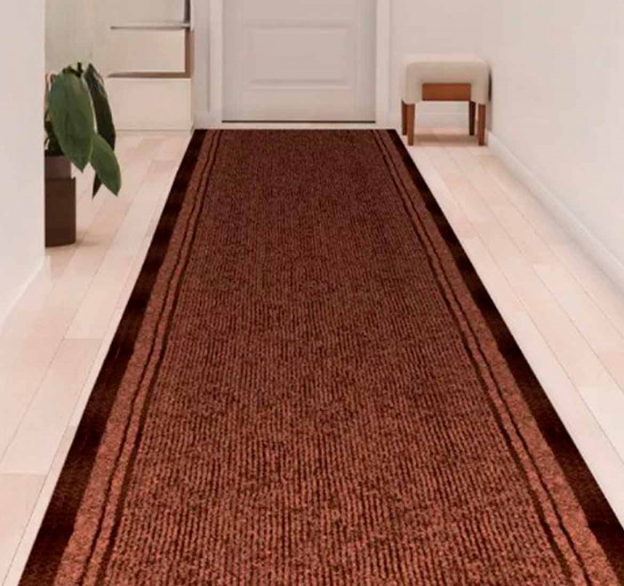 Коврик-дорожка влаговпитывающий Холл 0,9*15м коричневый