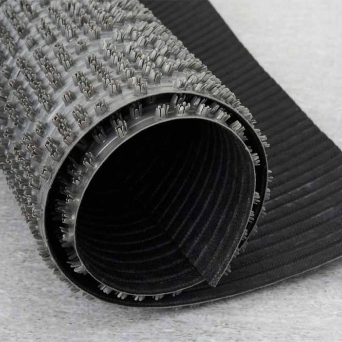 Дорожка щетина на ПВХ основе Ромб 0,9*15м серый металлик