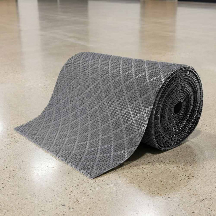 Дорожка щетина на ПВХ основе Ромб 0,9*15м серый металлик