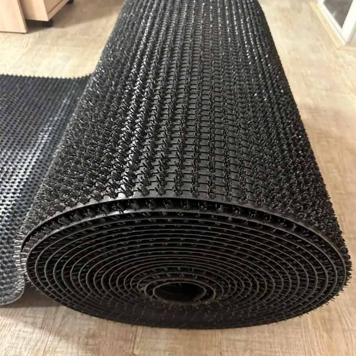 Дорожка щетина на ПВХ основе 0,9*15м серый металлик